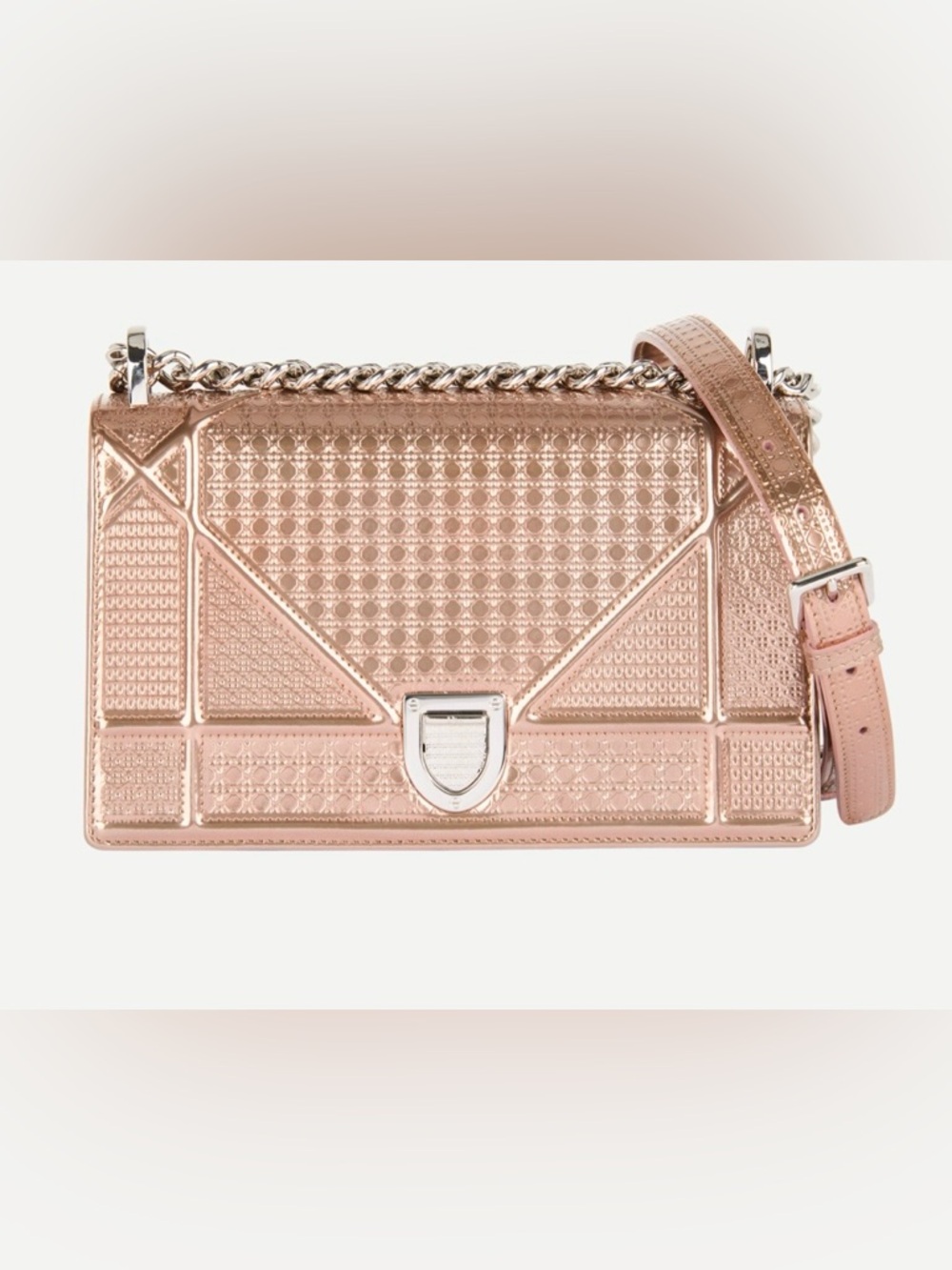 Rose Gold Quilted Crossbody Shoulder Bag